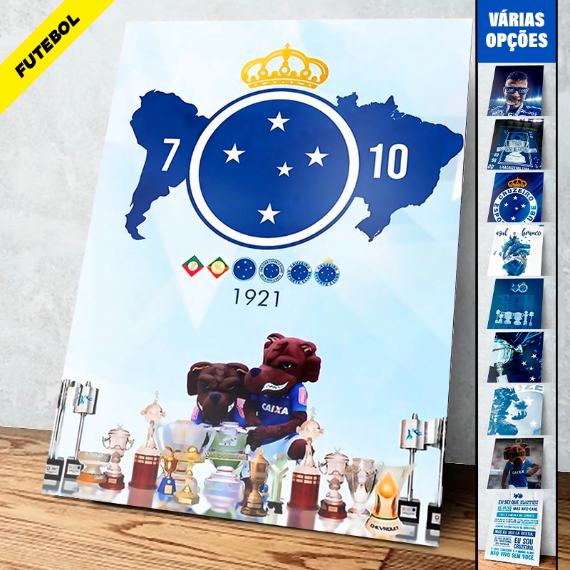 Placas Decorativas Quadros Cruzeiro 01 a 48, Cabuloso, Cec, Raposa, Zeiro, Mineirão - 20x28 A4 MDF