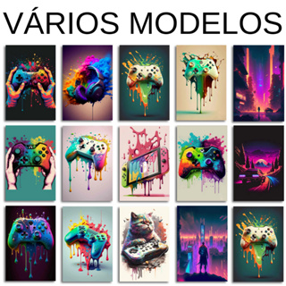 Quadro Placa Decorativa Quarto Gamer Headset Frase Jogo Jogador Controle Console Vídeo Game Full HD