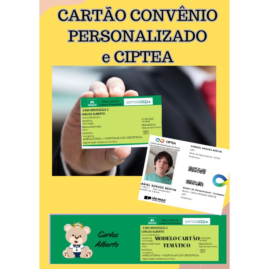 CIPTEA / Cartão Convênio Personalizado com Personagem ou Original ...