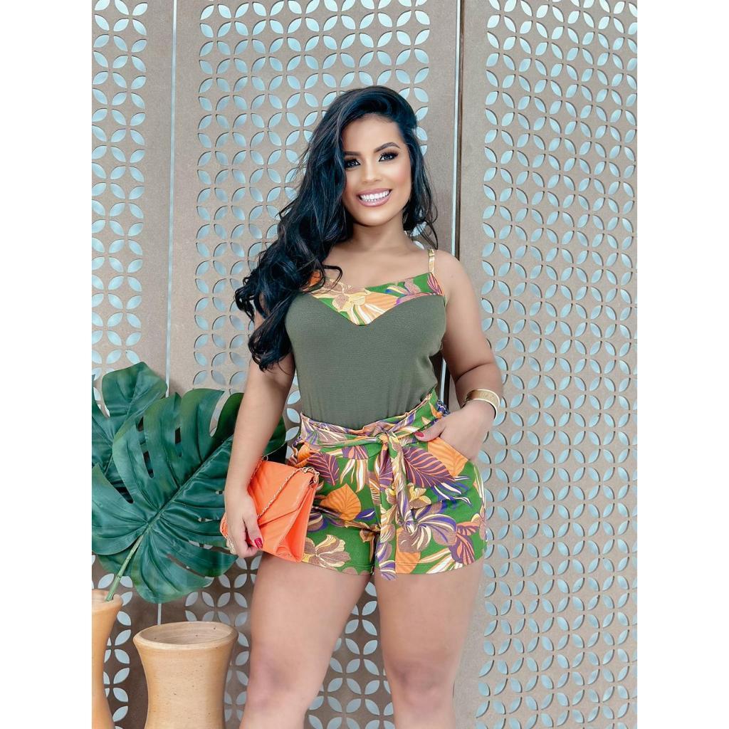 CONJUNTO CREPE ELASTANO VERÃO SHORT E BLUSA
