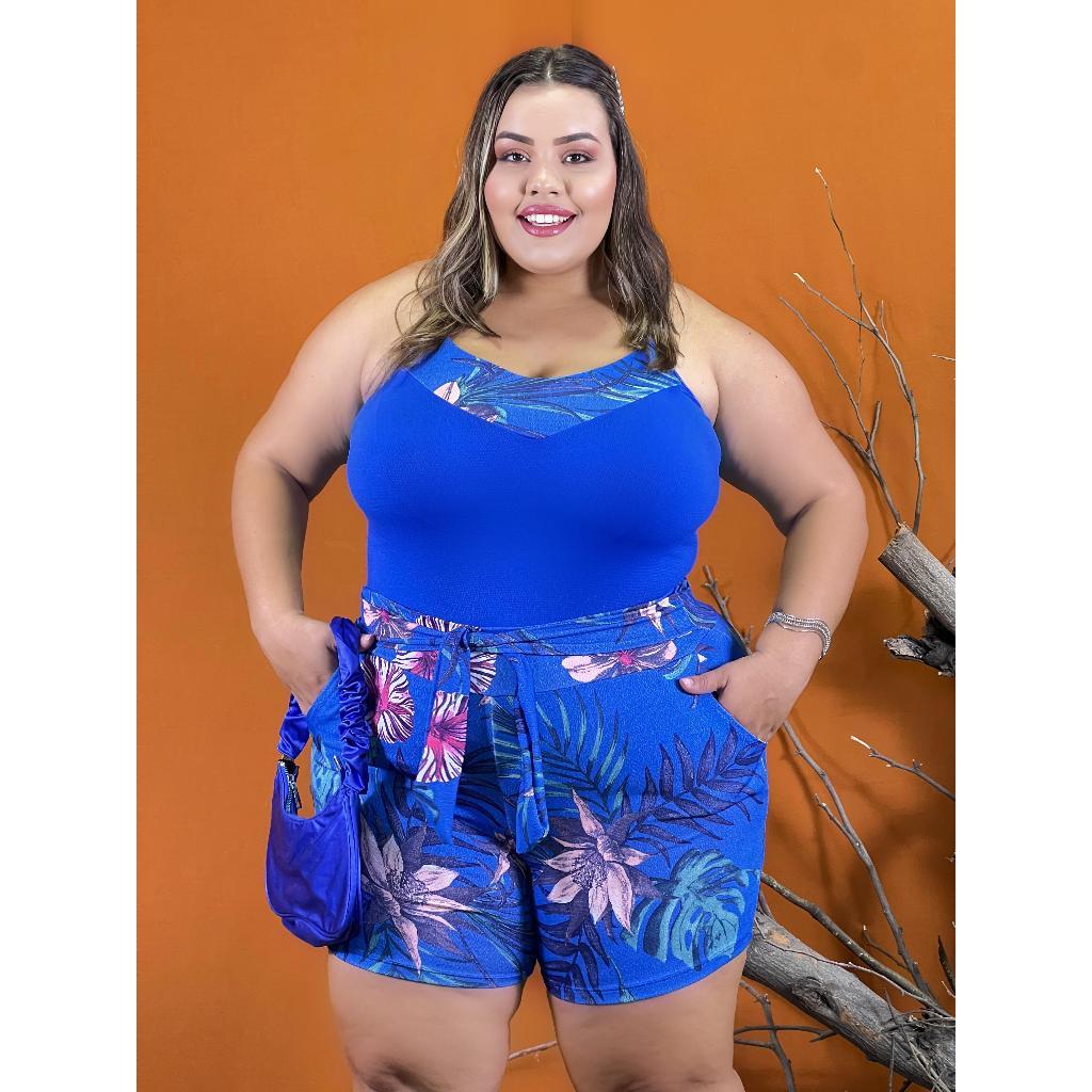Conjunto Feminino Malha Crepe Plus Size Moda Verão