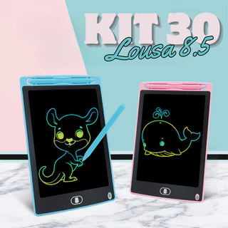 Kit 30 Peças Lousa Mágica Tela Lcd 8.5 Polegadas Infantil De Escrever E Desenhar Tablet
