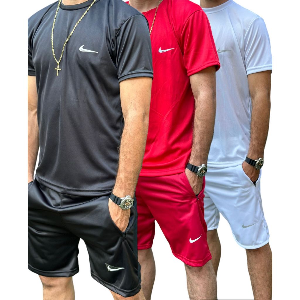 Kit 3 Conjuntos Basicos Dry Fit Masculino Treino Academia Esportes ...