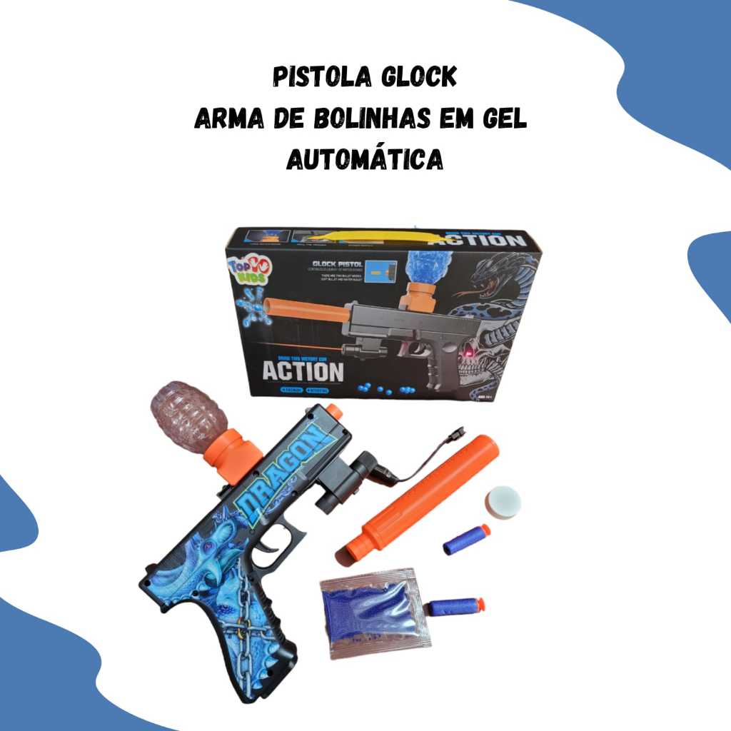 PISTOLA GLOCK DE BRINQUEDO EM GEL | Shopee Brasil