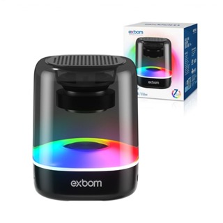 Caixa de som bluetooth 5.0 cristal RGB bluetooth/microSD/aux 3W recarregavel EXBOM CS-Q25BT