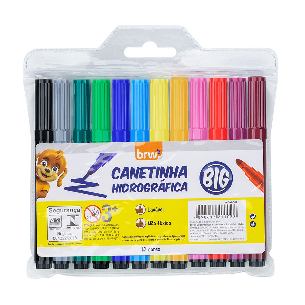 Caneta Canetinha Hidrocor Jumbo Ponta Grossa Big BRW 12 Cores | Shopee ...