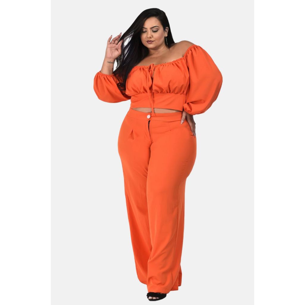 Plus Size CalÃ§a E Blusa Social Feminina Para Casamento Plus Size