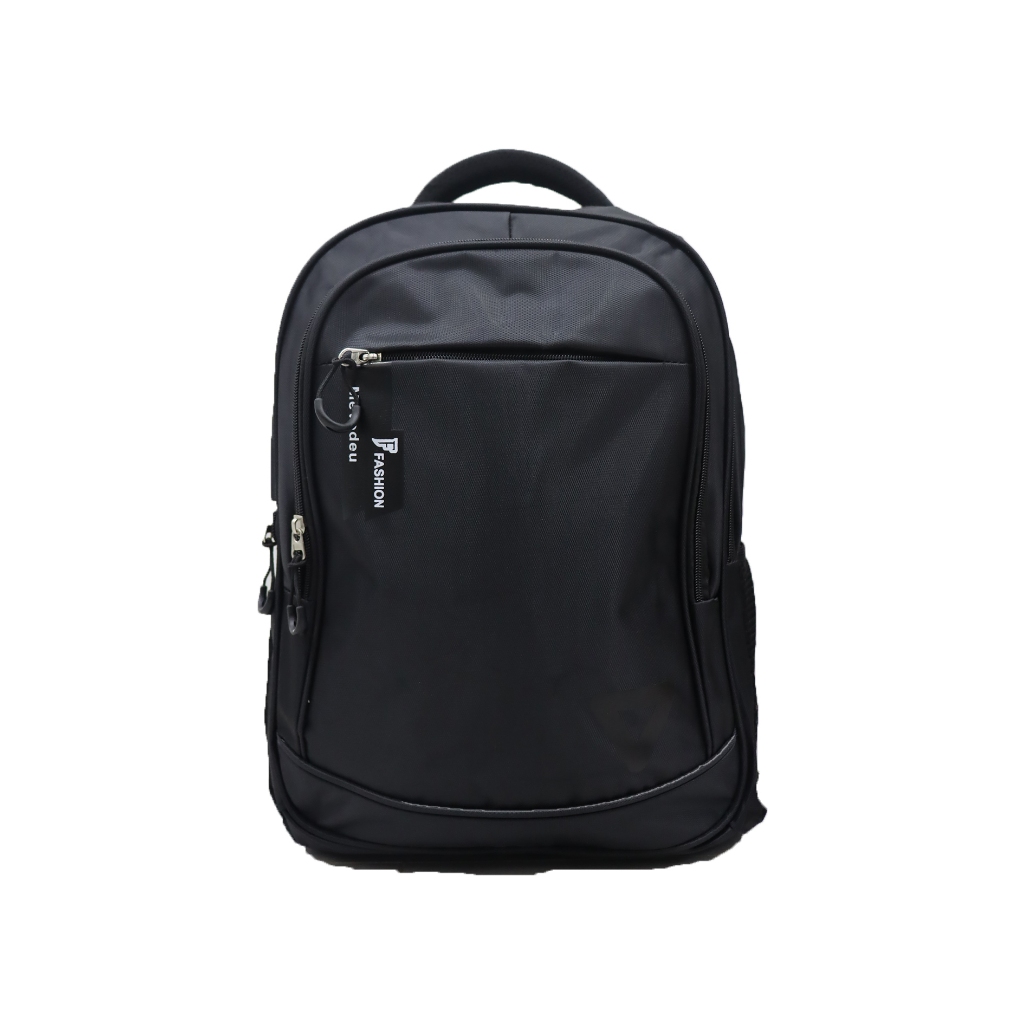 Estilo simples tema preto grande capacidade quatro zíper mochila de moda funcional masculina