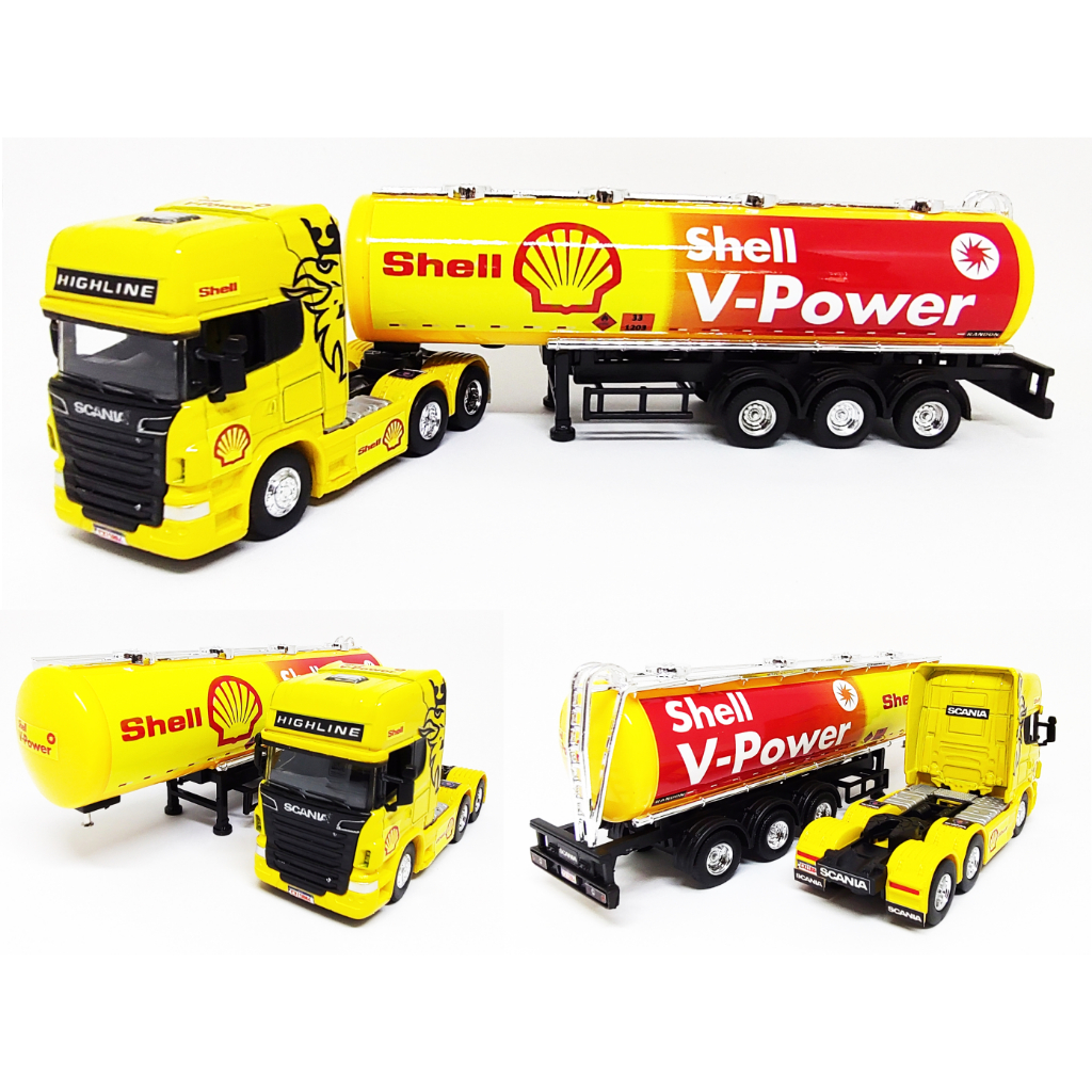 Miniatura Caminhão Scania Highline + Tanque SHELL | Shopee Brasil