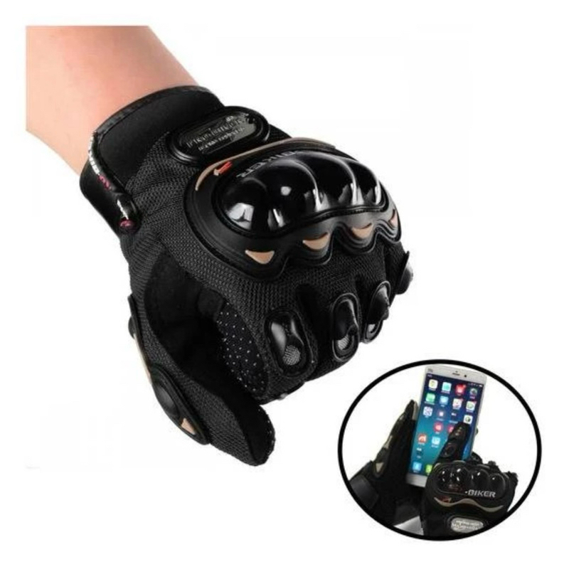Luva De Motociclismo Pro Biker Preta Importada Para Moto Motoqueiro Motocross Bike Trilha, Reforçada