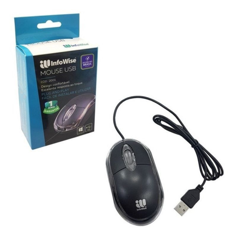 MOUSE USB INFOWISE PRETO 2001 Pronta Entrega | Shopee Brasil