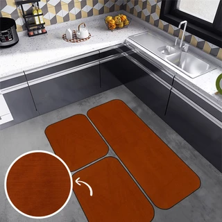 Jogo de Tapetes Cozinha Antiderrapante 3 Pecas Canelado Sabores & Conexão