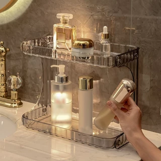 Prateleira Organizadora 2 Andares Maquiagem Perfumes Acrílico Transparente Quarto Cozinha