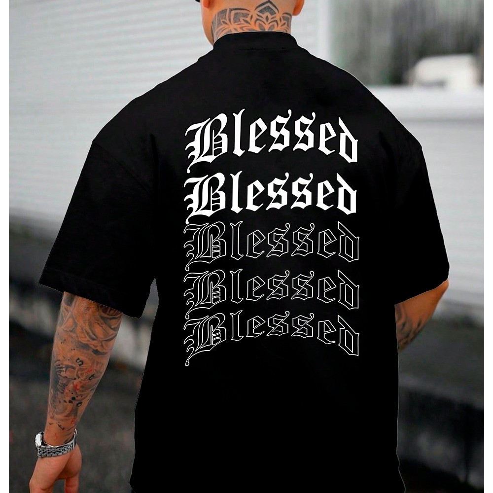 Camiseta Oversized Blessed Estilosa Streetwear Abençoado