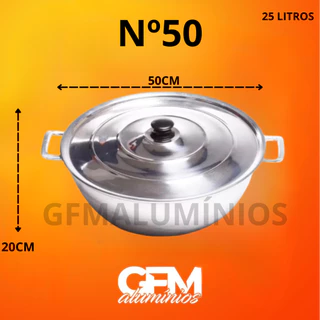 Tacho n°50 Panela Grande em Alumínio Batido Grosso Fundido 25 Litros Cozinha