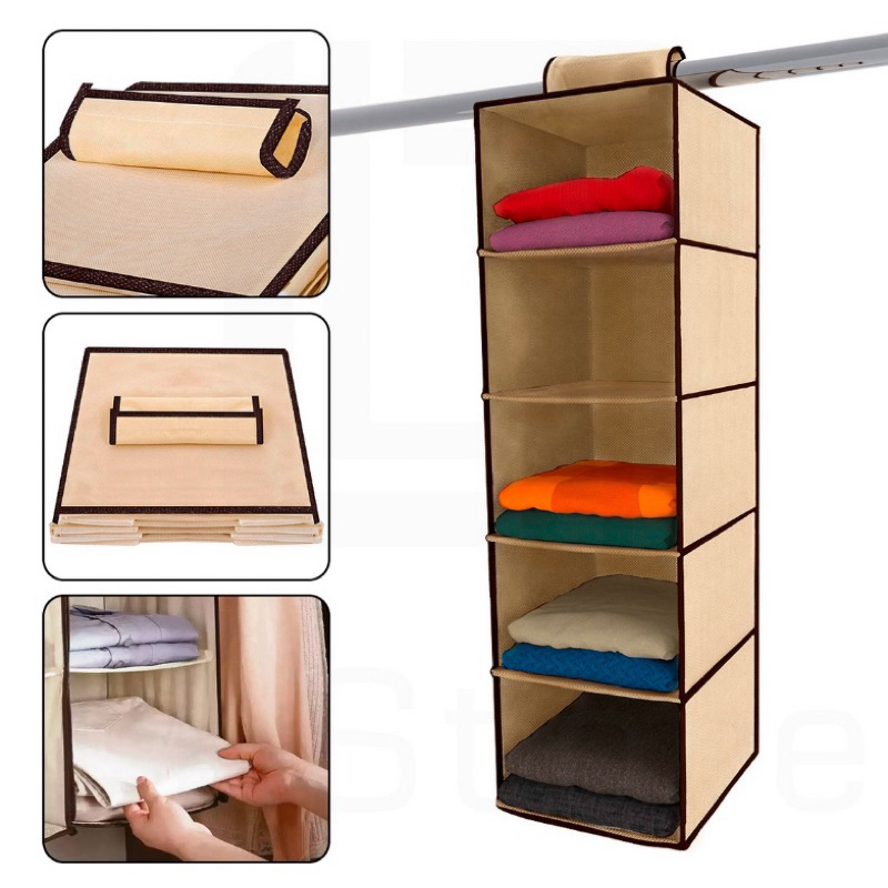 Organizador De Guarda Roupa Suspenso 5 Prateleiras | Shopee Brasil