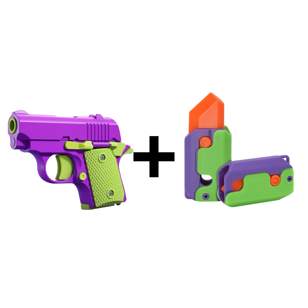 Kit Arma Pistolinha De Brinquedo e Faca De Cenoura De Gravidade 3D Anti ...