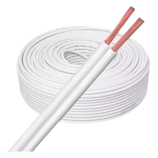 Rolo de Fio Paralelo Flexível Duplo Branco 50 Metros 0,50mm/0,75mm/1,0mm/1,50mm/2,50mm/4,00mm Goldflex