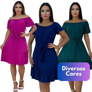 Vestido feminino mid ciganinha ombro a ombro vestidos de festa curto soltinho moda evangelica cristã com laço removivel