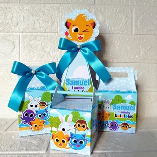 kit festa caixinhas personalizadas - tema bolo fofo menino azul - 50/ 40/30/20 PEÇAS