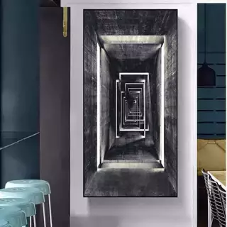 Quadro Decorativo 110x80cm Paisagem Industrial Monocromática O Mistério do Desconhecido Hall Casa Sala Quarto Decoração De Parede Mdf Adesivo Grande
