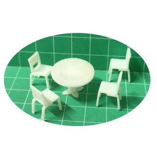 Mesa c/ 4 cadeiras - redonda escala 1:50 1:75 1:100 maquetes dioramas