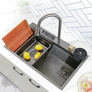 304 pia de cozinha de aço inoxidável combinada com torneira preto