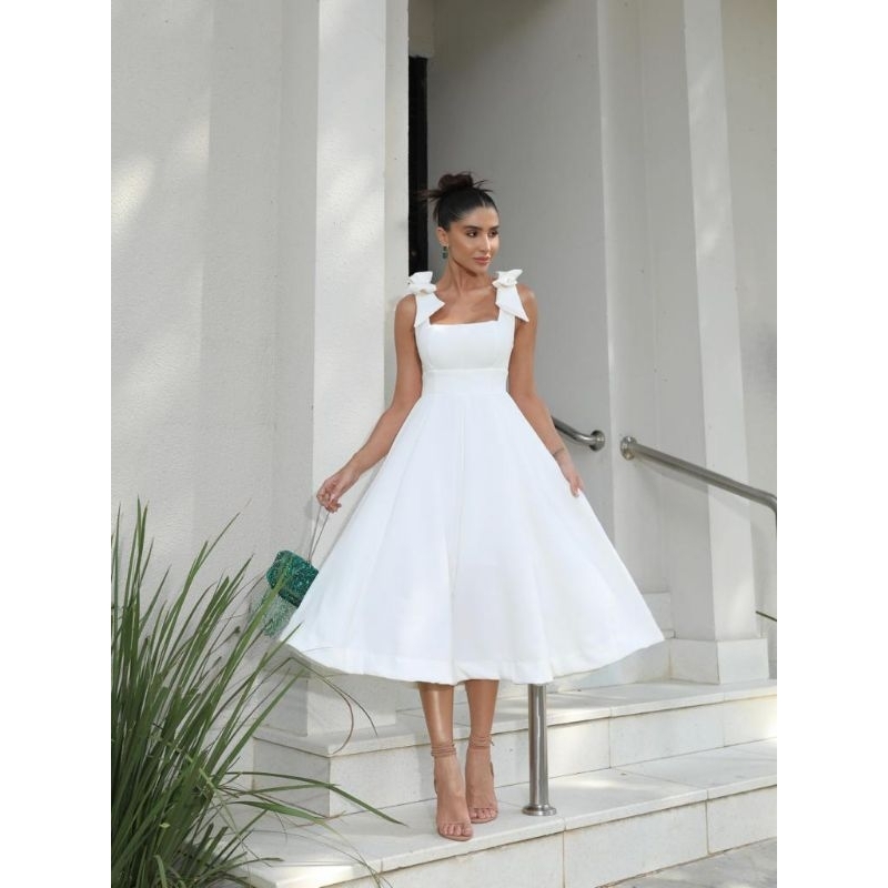 Alfaiataria Vestido Social Branco Vestido Feminino Branco Midi