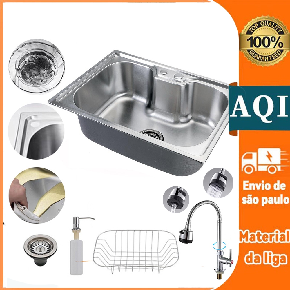 Kit Cuba Dupla Gourmet Aço Inox com acessórios50×40cm + Torneira Gourmet