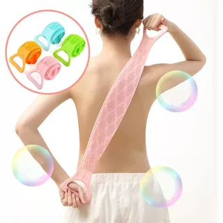 Cinta Escova De Banho Silicone Massageador Esfoliação Esponja Lava Costas Bucha Esfoliação Corpo Todo