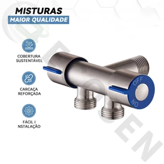 Válvula Angular de Aço Inoxidável Uma Entrada de Água Duas Saídas de Água
