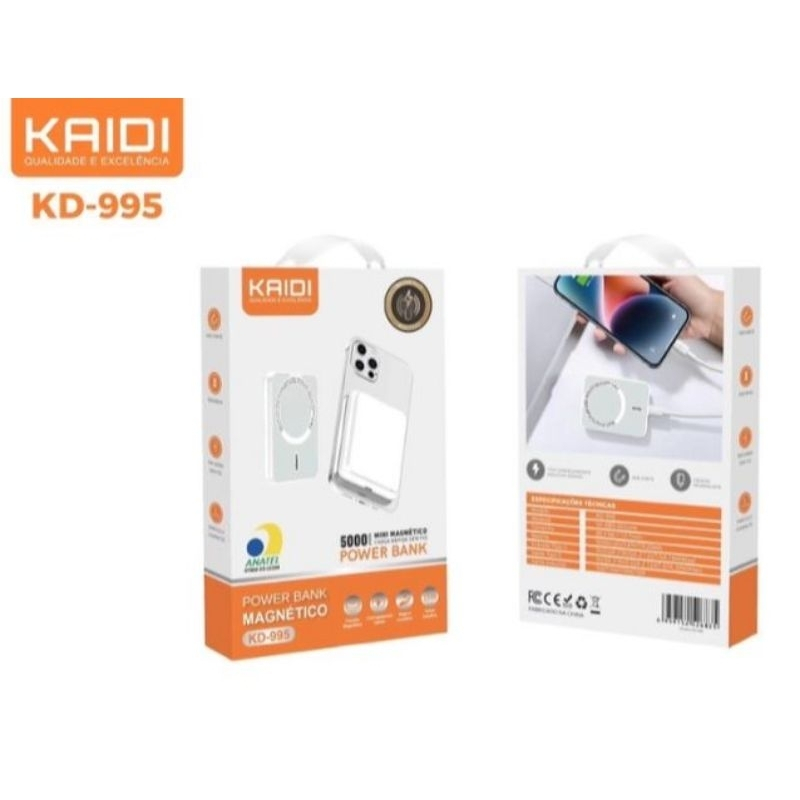 Carregador Portátil Por Indução Power Bank kaidi KD-995 5000mah ...