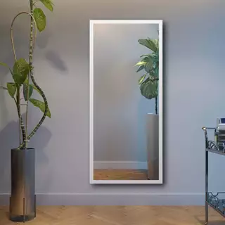 Espelho 40x80 com Moldura Branca Lisa Para Decoração