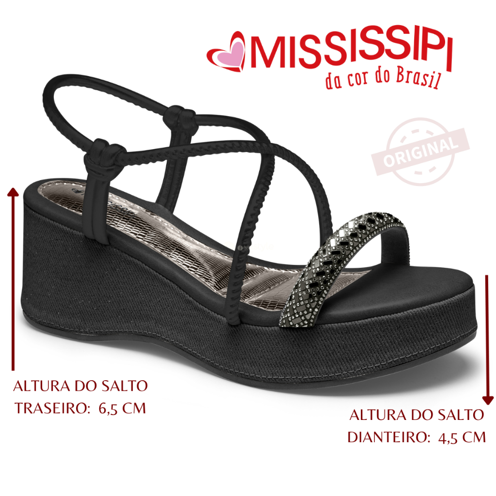 Wedge Sandalia Salto Tratorado Mississippi Sandália Feminina