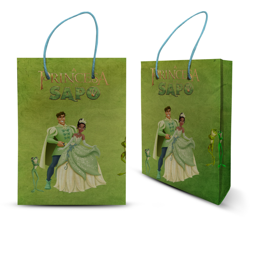 10 SACOLINHA PERSONALIZADA TEMA PRINCESA E O SAPO LEMBRANCINHA PARA ...