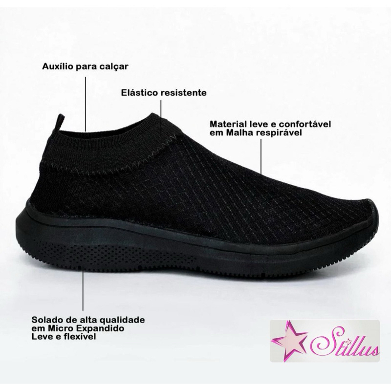 Tênis Meia Masculino Feminino Premium Calce Fácil Sem Cadarço Unissex Confortável