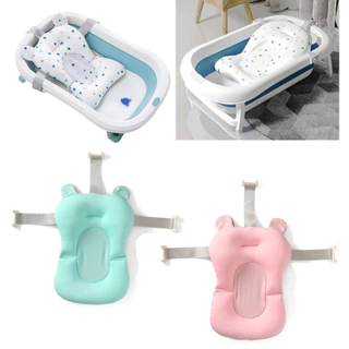 Banheira Bebê Dobrável Rígida Infantil Confortável Segura Azul e Rosa Portátil Com Almofada De Banho