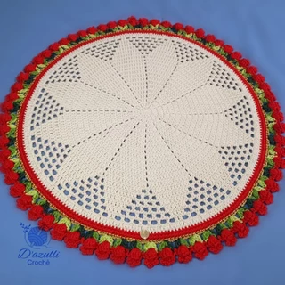 Centro de Mesa / Toalha de Mesa Em Crochê Tulipas 60 cm