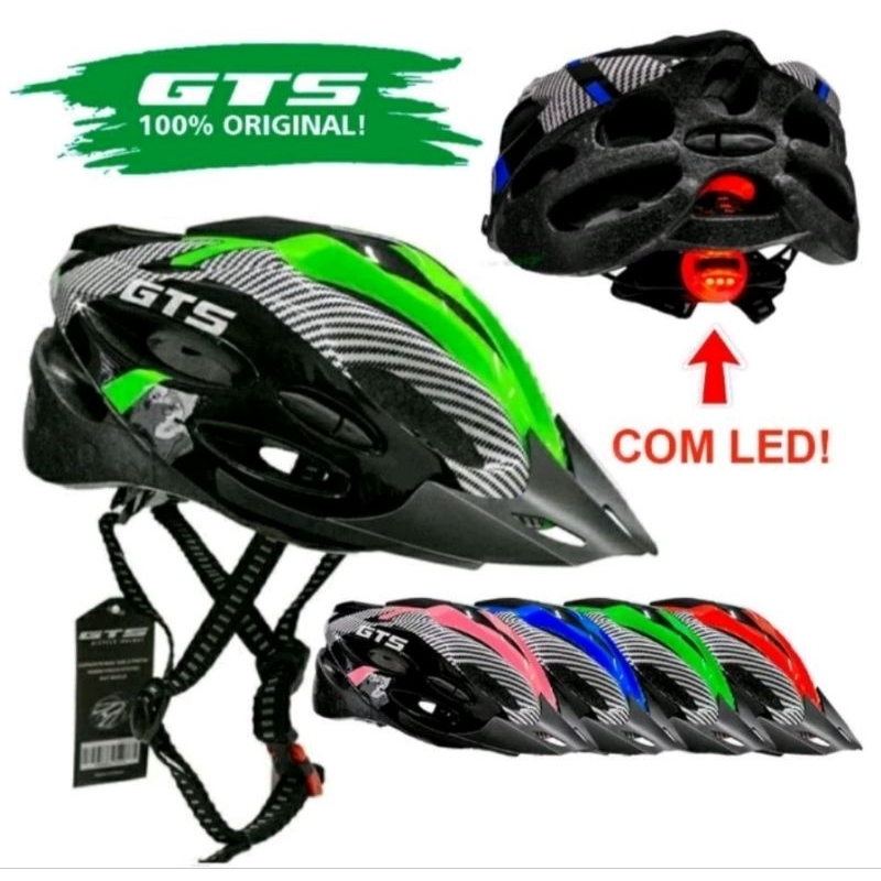 Capacete Gts Com Sinalizador Led Ciclismo Bike Proteção