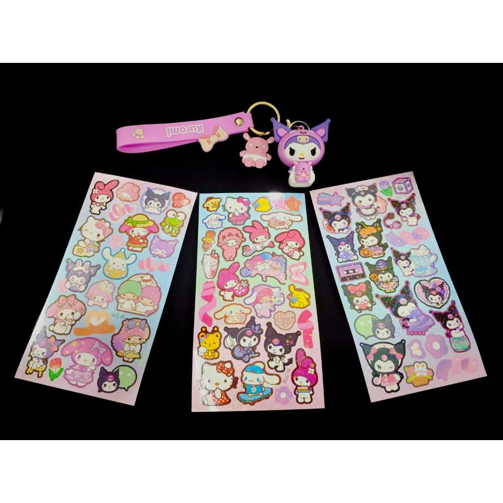 Adesivo brilhantes de Hello Kitty ; Kuromi ; Cinnamoroll ; My Melody ...