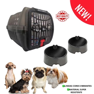 KIT PREMIUM 4 PEÇAS PARA CÃES CAIXA DE TRANSPORTE N1, COLCHONETE, COMEDOURO E BEBEDOURO