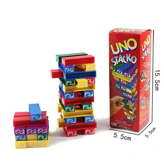 VERSÃO MINI Jogo UNO STACKO Mini Jogo De Tabuleiro Em Formato De Bloco