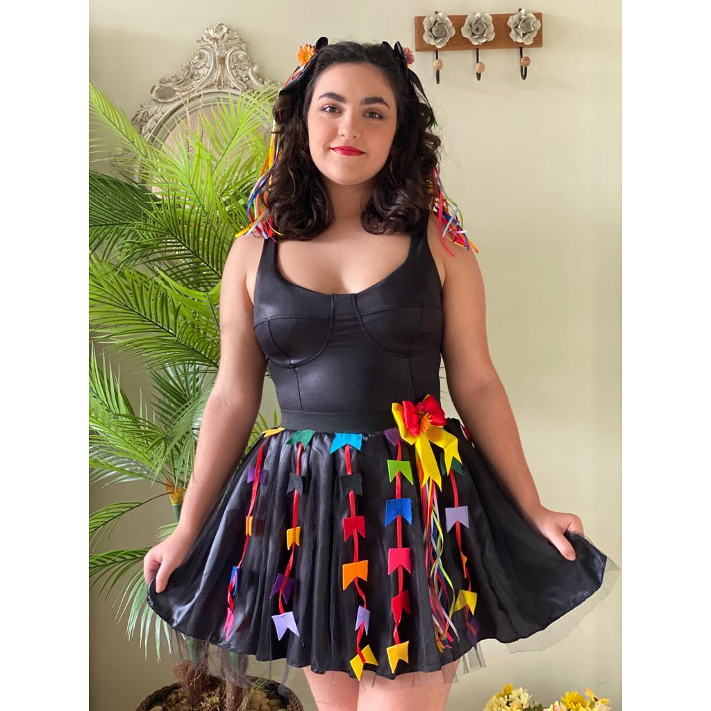 Tule Saia Festa Junina Adulta Saia Caipira Preta Saia De Quadrilha