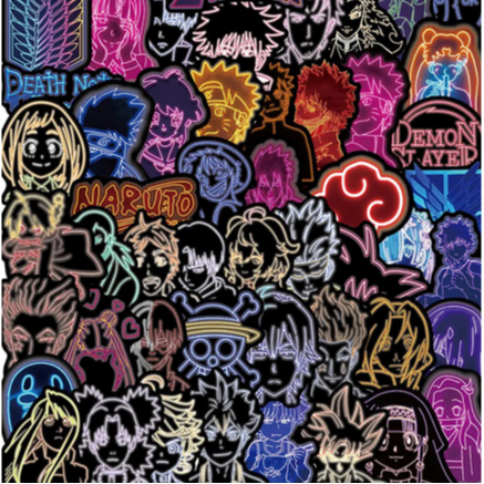 Adesivos Neon Aleatórios De Animes Supresa 10 unidades