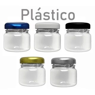 100 Potes De PLÁSTICO Pet Brigadeiro Geleia de 40 Ml com tampas de alumínio
