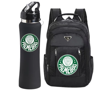 Mochila Bolsa barata Time palmeiras + Garrafa Squeeze Térmica De Água Com Bico Chaveiro Academia/Escola