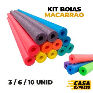 Kit Boias Macarrão Espaguete Para Piscina Praia Flutuador Flexível Cores Sortidas Resistente