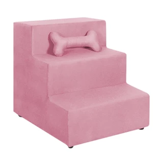Escada Pet 3 Degraus em Veludo Macia para Cachorros e Gatos + Ossinho Pelucia - HS