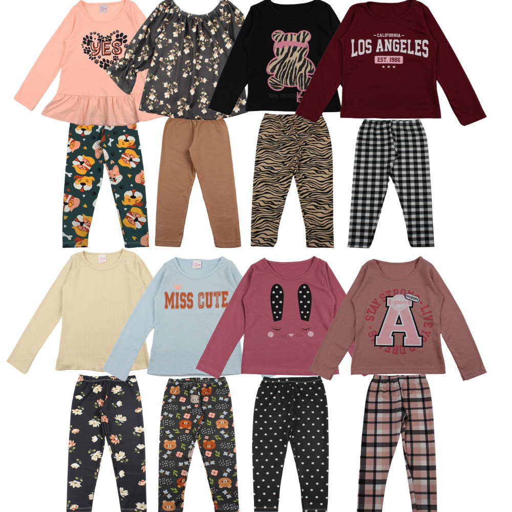 Kit 10 Peças 5 Legging + 5 Blusa Menina peças sortidas Infantil Menina Promoção