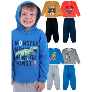 KIT 4 Peças Conjunto de Moletom Infantil Menino 1 a 16 anos 2 Calça + 2 Blusa De Frio Abrigo Para Crianças